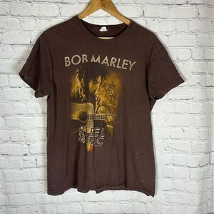 Bob Marley 2000 Rebel Music Brown Band Tee Concert Shirt size L Large Bay Island